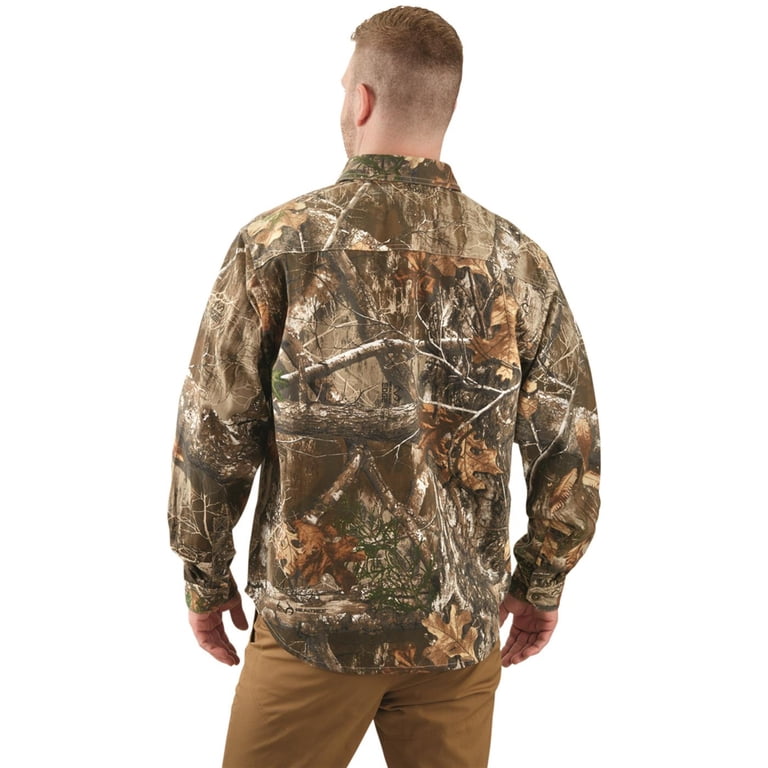 Natural Gear Cotton Flannel Camo Shirt - Long Sleeve Hunting Shirt With 7-Button Front
