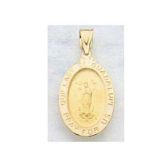 14K Gold Our Lady of Guadalupe Religious Medal - Solid 14k Yellow Gold, R16347 - 21mm X 15mm