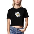 thumbnail image 2 of Mifsaly Floral Crop Tops for Women Summer Slim Fit Crewneck Short Sleeve Cropped T-Shirts Trendy Y2K Going Out Cotton Shirts Lightweight Casual Beach Club Party Tees S, 2 of 6