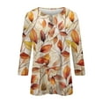 thumbnail image 4 of Women's Autumn Leaf Print Blouse Casual V-Neck Button Down Long Sleeve Top for Fall Fashion, 4 of 5