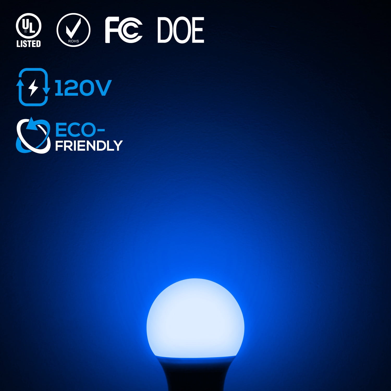 TORCHSTAR LED A19 Blue Light Bulbs, 8W E26 Base Colored Lights, for Outdoor Light Fixture, Floor Lamp, Living Room Decoration, 10,000hrs