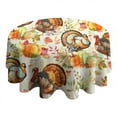 thumbnail image 4 of Happy Thanksgiving Turkey Fall Leaves Pumpkin Round Tablecloth 60" X 60",Wrinkle Wipeable Table Cloth for Kitchen Dining Room Picnic Patio Party, 4 of 6