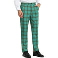 thumbnail image 5 of INSPIRE CHIC Men's Pants Plaid Casual Regular Fit Flat Front Stretch Checked Trousers 28 Green Yellow, 5 of 7