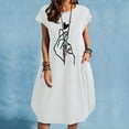 thumbnail image 2 of Fesfesfes Spring Dresses for Women Loose Round Neck Tunic Dress Casual Knee Length Linen Mini Dress Heart Printed Mom Dress with Pocket, 2 of 5