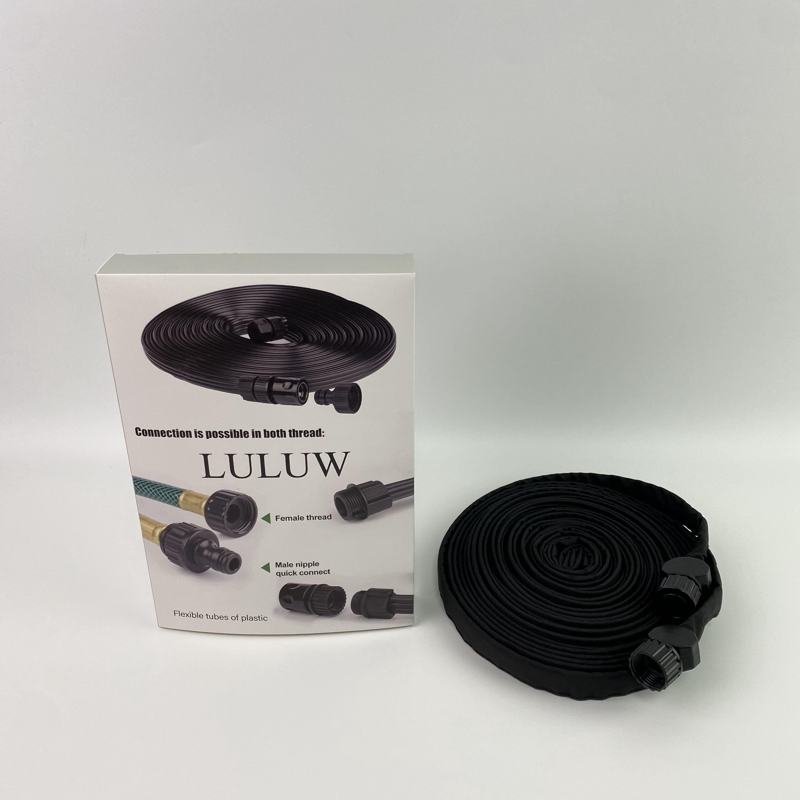 LULUW Flexible tubes of plastic, not of metal,25 50 75ft 50ft*2 1/2" Linkable Consistent Drip Irrigation Hose Save 80% Water Leakproof Heavy Duty Double Layer Sprinkler Garden Hose with Holes (50FT)
