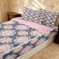 thumbnail image 2 of Erosebridal Cute Blossom Zipper Twin Comforter Sets with Fitted Sheet and 2 Pillowcases, Kawaii Flower Zipper Bedding Set, Pink Reversible, Slate Peach, Pink Reversible, 2 of 7