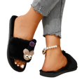 thumbnail image 4 of Willtoo Womens Cute Cartoon Open Toe Fuzzy Slippers Fluffy Plush Indoor House Slides Cozy Warm Non Slip Soft Sole Casual Home Slippers, 4 of 5