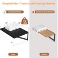 thumbnail image 3 of Black Deep Floating Shelves for Wall, 16W x 12D Wood Wall Shelves Set of 2, Wide Floating Bookshelf for Living Room, Kitchen, Office, Bedroom and Decor Storage, with Metal Bracket - Black, 3 of 7