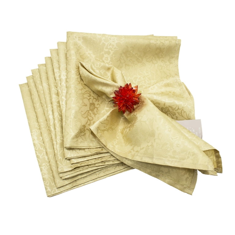 Fennco Styles Holiday Damask 18 x 18 Inch Cloth Napkins, Set of 12 - Gold  Dinner Napkins for Christmas, Family Gathering, Special Events and Home  DÃ©cor 