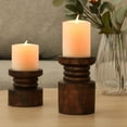 thumbnail image 3 of Mainstays Decorative Wood Pillar Candleholder, Dark Brown, 6", 3 of 7