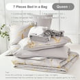 thumbnail image 6 of Davulos Gold Metallic Marble Comforter Set Queen Size,7 Piece Bed in a Bag,Foil Print Glitter Grey Comforter and Sheet Set,All Season Soft Microfiber Complete Bedding Sets, 6 of 9