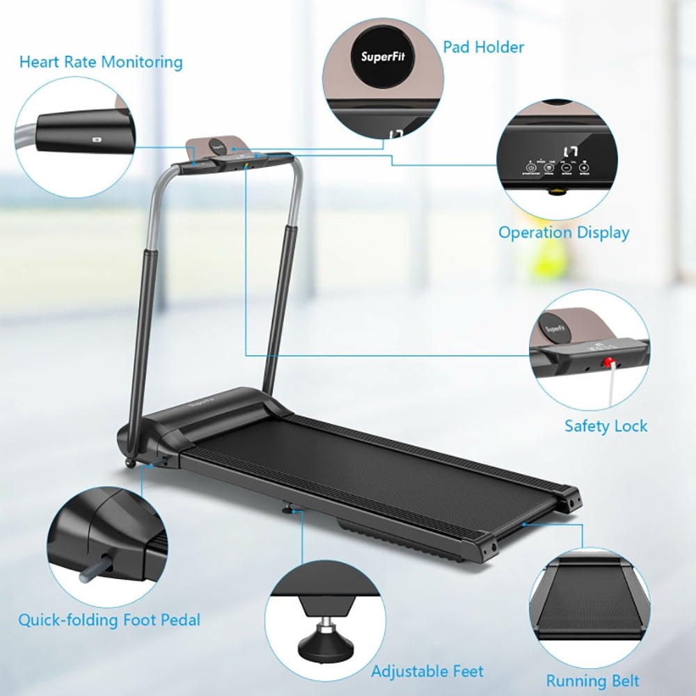 Yardi Yard Compact Folding Treadmill with Touch Screen APP Control-Black, Treadmill for Walking & Running
