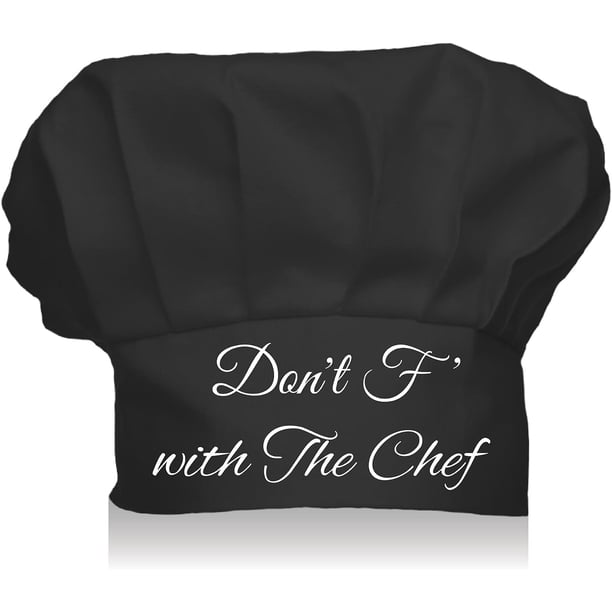 Gorro de chef divertido. No te metas con el gorro de chef. Gorro de cocina elástico ajustable para catering, para panaderos, hombres y mujeres, color negro.
