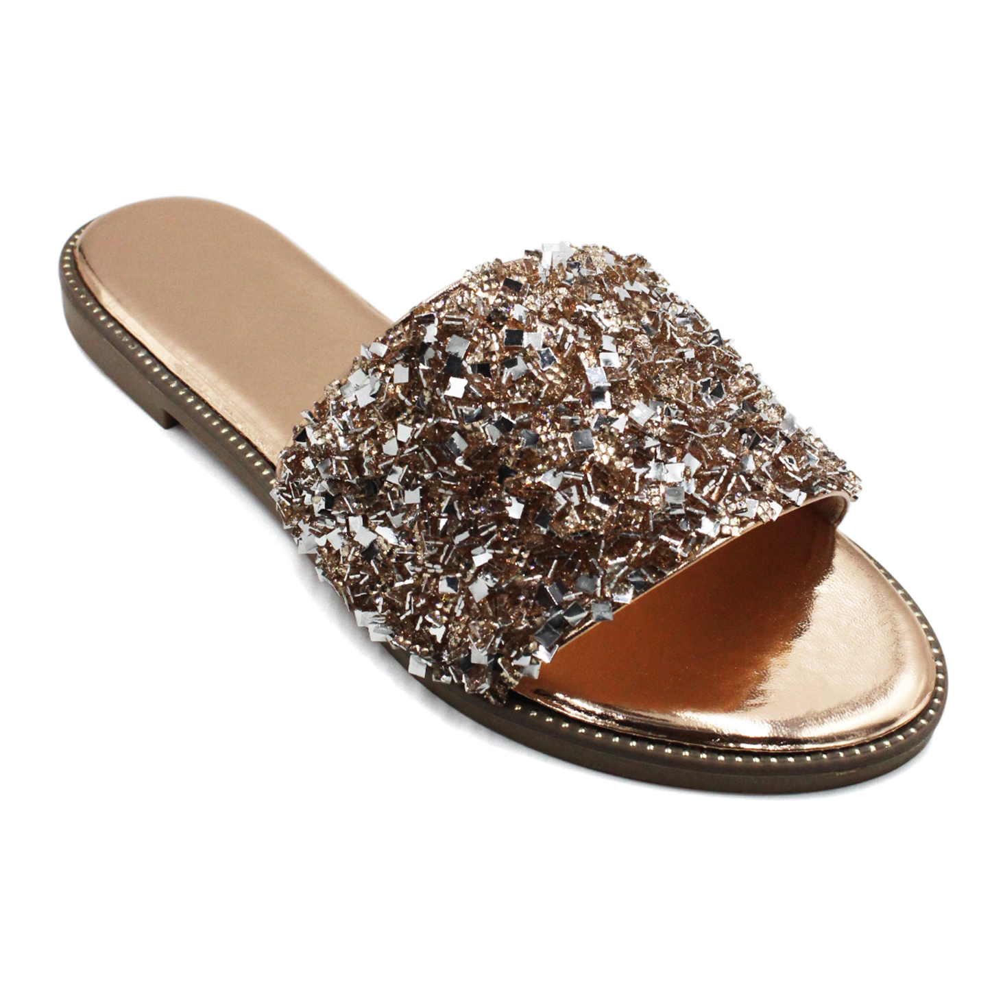 LAVRA Women's Rhinestone Slides Crystal Embellished Bling Sandals