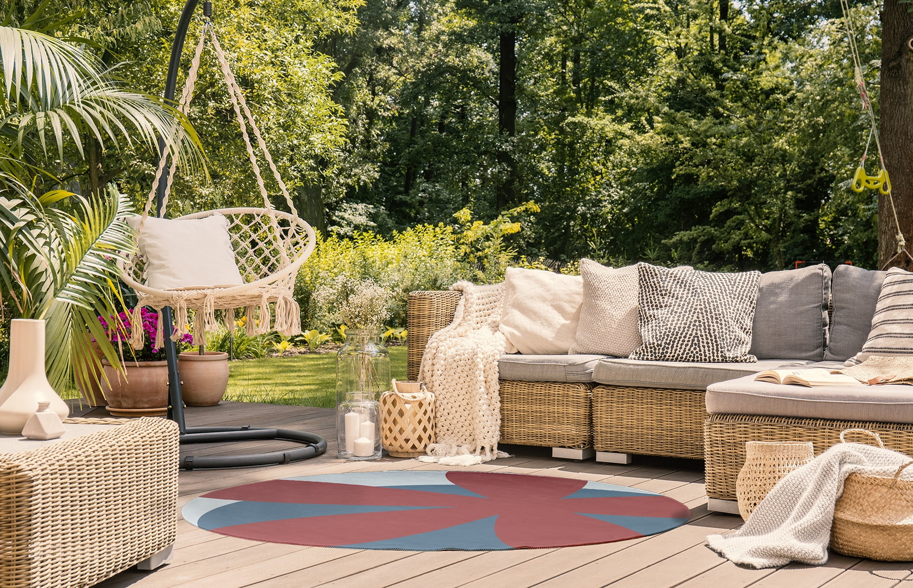 5' Round Simply Daisy Bold Flower Modern & Contemporary Chenille Area Rug, Bright Mauve Pink