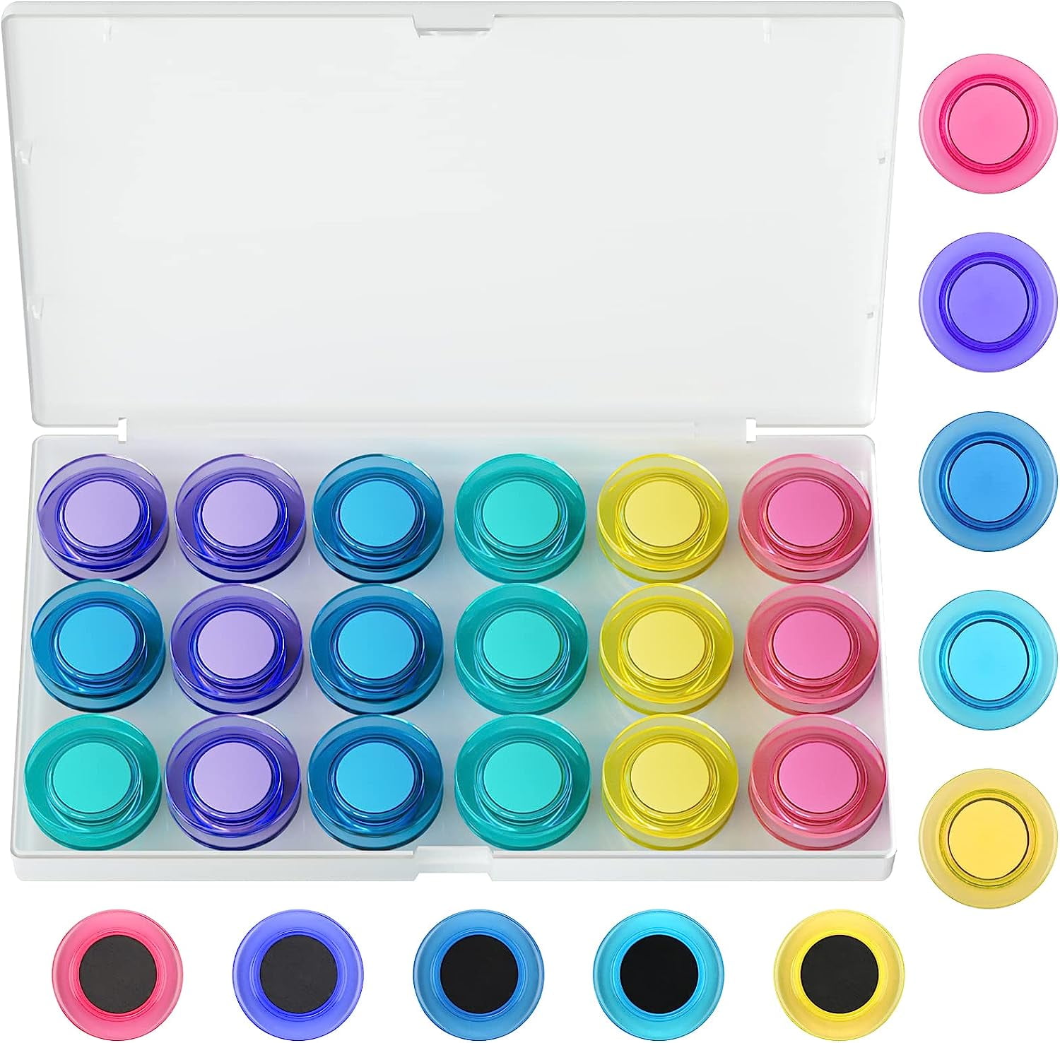 CTZD 24-Pack Whiteboard Magnets - 6 Color Push Pin Magnets For Fridge, Office, School, Calendar & Maps