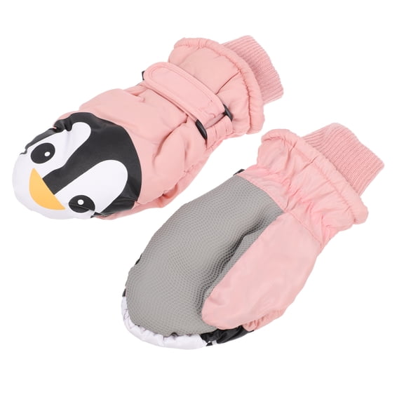 MUSEYA 1 Pair Girls Ski Mittens Warmth Cartoon Style Durable Outdoor Activities