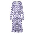 thumbnail image 4 of WRKEKC Womens Dresses Casual Solid Color Long Sleeve V-Neck Midi Dress for Fall Winter Soft Fabric Knee Length with Side Pockets and A Line Silhouette, 4 of 5