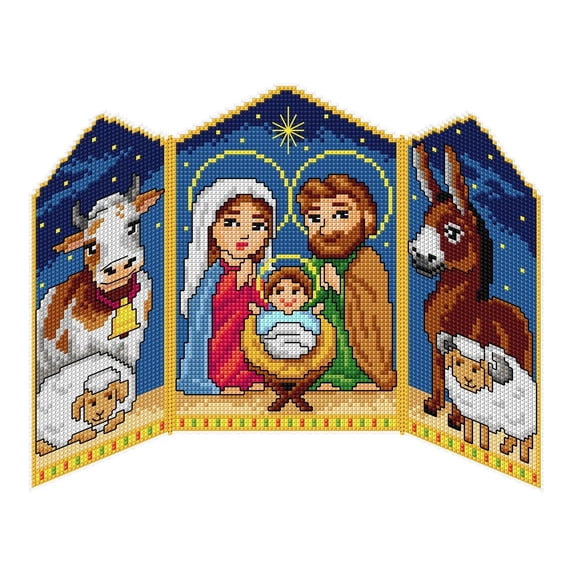Counted cross stitch kit with plastic canvas Nativity set of 3 designs 8710