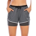 thumbnail image 2 of LELINTA Women's Elastic Waistband Yoga Workout Shorts Exercise Mini Hot Gym Shorts Gray/Rose Red/Blue/Purple, 2 of 7