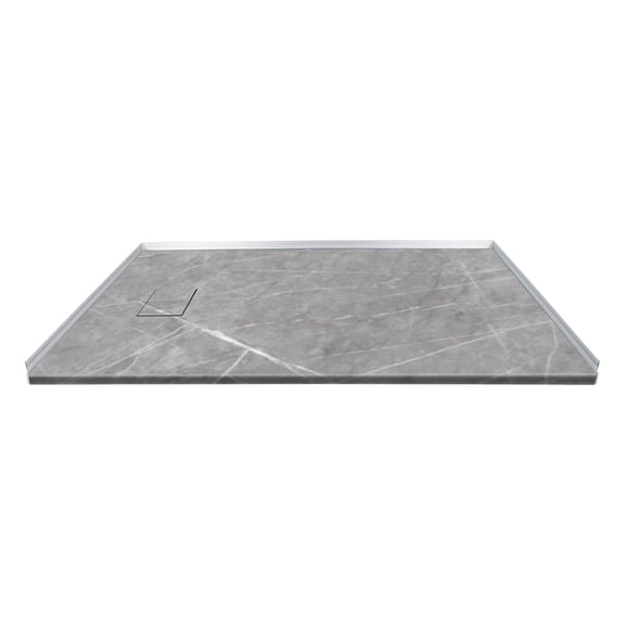 Transolid Trimslate Plus 60-in x 32-in Zero Threshold Tub Replacement Shower Base with End Drain, Ashy Grey