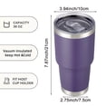 thumbnail image 2 of 30oz Tumbler Stainless Steel Vacuum Insulated Water Coffee Tumbler Cup Double Wall Powder Coated Spill-Proof Travel Mug Thermal Cup for Home Outdoor Purple, 2 of 5