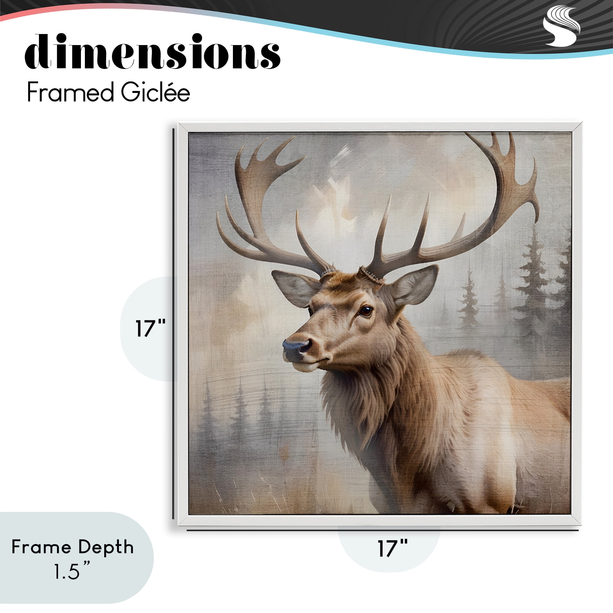 Stupell Industries Graceful Forest Stag White Framed Giclee Art, design by Susan Arnot