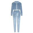 thumbnail image 3 of successthop 2 Pieces Lounge Set Women Long Sleeve Crewneck Zipper Top and Jogger Pant with Pockets Solid Sportwear, 3 of 5