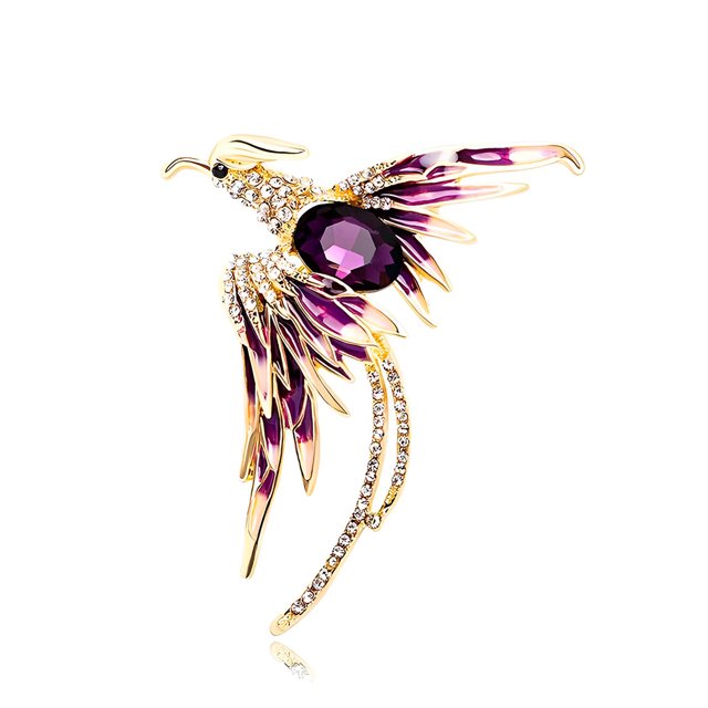 Guardurnaity Broche de pájaro de fuego, colgante de pecho, joyería de moda, broches brillantes, accesorios multicolores para mujer, tamaño Ropa, zapatos y accesorios Miscelánea Púrpura