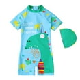 thumbnail image 1 of GYRATEDREAM Toddler Little Kids Baby Boys Swimsuit Cartoon 1-Piece Rashguard Bathsuit+Hat UPF 50+, 1 of 5