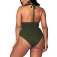 thumbnail image 3 of Danhjin Womens Plus Size Bikini High Waisted Swimsuits Two Piece Bathing Suits Tummy Control Swimwear on, 3 of 6