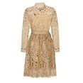 thumbnail image 6 of Gamivast Lace Dress for Women V-Neck Long Sleeve Belted Mini Dress Hollow Out Embroidery Casual Style Elegant Classy Party Attire Night Out Outfits Wear, 6 of 8