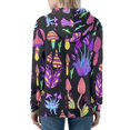 thumbnail image 3 of Renewold Black Trendy Design Zip Up Hoodies for Women Size S Vintage Graphic Trippy Magic Mushrooms Sweatshirt Outdoor Active Hooded Casual Tops with Pockets, 3 of 5