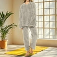 thumbnail image 4 of Diufon Womens Plush Pajama Set Fall Winter Warm Cozy Sleepwear Flannel Pullover Tops with Pants Loungewear Sets, 4 of 7