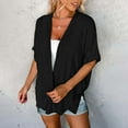 thumbnail image 4 of Women's T Shirts Short Sleeve Lightweight Cardigan Open Front Loose Cover Ups Blouse Summer Casual T-shirt Tops, 4 of 7