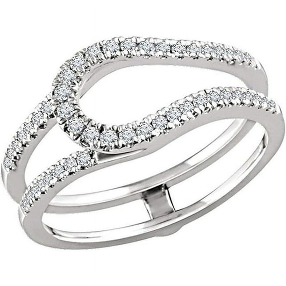 Solitaire Guard Wrap Wedding Enhancer Ring for Women Round Cut White Moissanite Diamond 14K White Gold Over 925 Sterling Silver