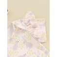 thumbnail image 6 of Bagilaanoe 3Pcs Newborn Baby Easter Outfits Girls Overalls Dress Set Print Short Sleeve Romper Tops + Denim Suspender Skirt + Headband 3M 6M 9M 12M 18M Infant Casual Clothes, 6 of 9