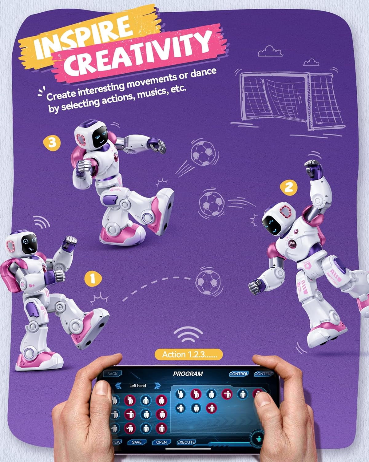 Ruko 1088 Smart Robots for Kids, Large Programmable Interactive RC Robot with Voice Control, APP Control, Present for 4-9 Years Old Kids Boys and Girls, Pink