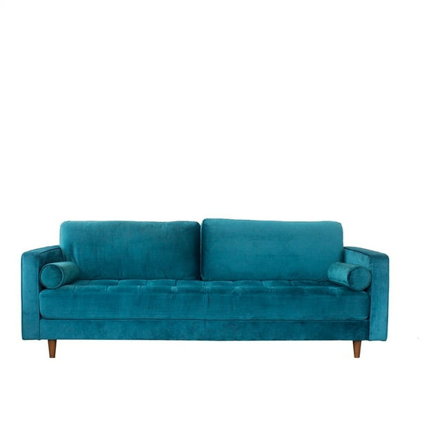 MidCentury Modern Demi Teal Velvet Sofa