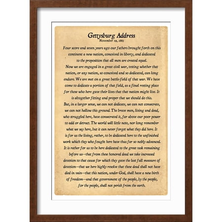 Art.com Gettysburg Address Full Text Art Print, Brown Frame Wall Art, 17" x 23"