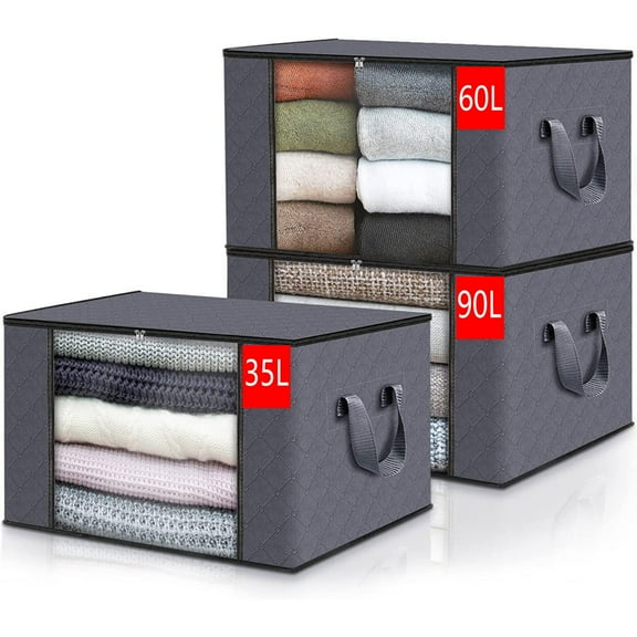 Nkmbld Storage Organizer Household Clothes Storage Bag Non-woven Bag Wardrobe Quilt Storage Bag Transparent -proof Storage Box Large Size