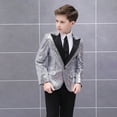 thumbnail image 2 of Toddler Boys Gentleman's Blazer Blazer Formal Suit Red Sequin Jacket Silver,7-9T, 2 of 5
