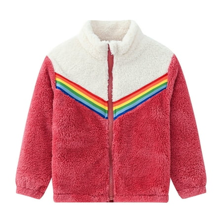 

RPVATI Toddler Baby Child Children Kids Fleece Zip Up Jacket Color Block Long Sleeve Coat Winter Warm High Neck Thicken Clothes 2Y-7Y