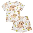 thumbnail image 2 of Baseball Golden Retriever Pattern Summer Pajama Set Soft Cotton Short Sleeve Sleepwear 2PCS Pajama Sets Breathable Lounge Set Size 5Y, 2 of 6