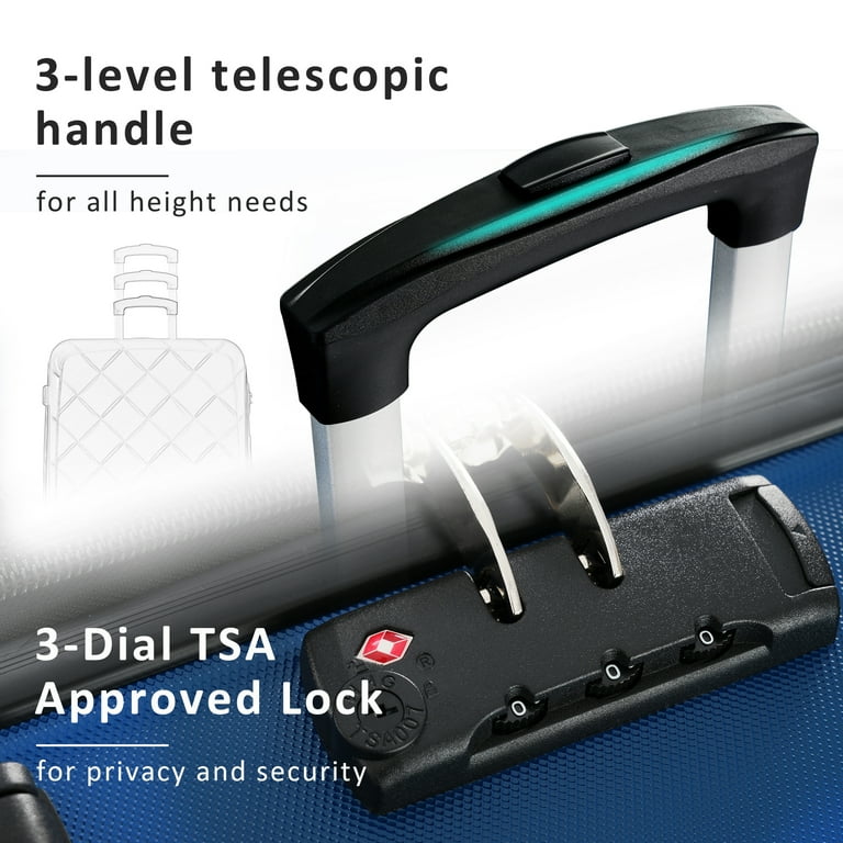 HQZX 3-PCS Suitcase Set, Universal Wheels, with TSA Lock, ABS