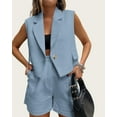 thumbnail image 4 of FreshPretty Womens Summer Two Piece Sets Button Sleeveless Crop Vest Blazer and High Waisted Shorts Suit Set Casual Outfits, 4 of 6