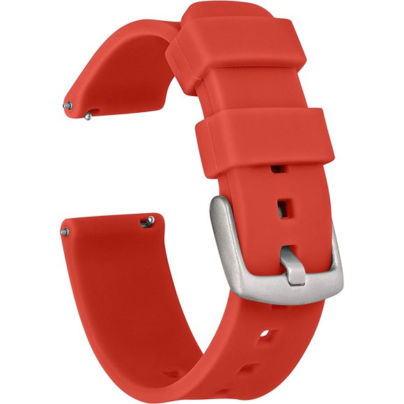 KOMI 14mm Silicone Watch Band Strap with Quick Release Pins – Compatible with Pebble, Fossil, Skagen, Wristology - 14mm Quick Release Watch Band (Coral Red, 14mm)