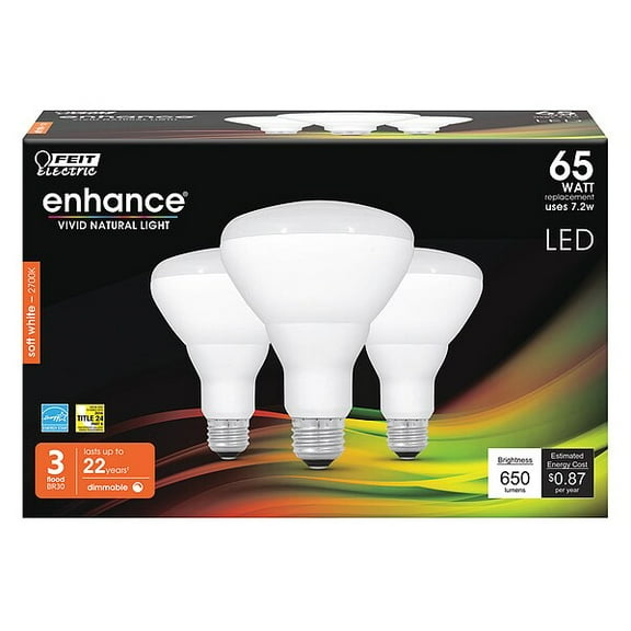 Feit Electric LED,7.2 W,BR30,Medium Screw (E26),PK3 BR30DM/927CA/3
