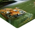thumbnail image 2 of Ambesonne Savannah Fitted Sheet, Siberian Tigers in Lake, Twin XL Size, Reseda Green and Orange, 2 of 3