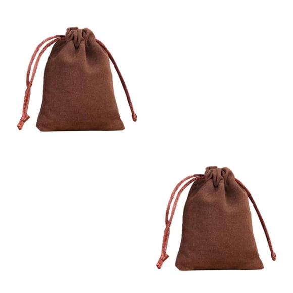 Minnieouse Estuche para joyas Bolsas con cordón Pendientes Anillos Empaquetado Regalos Artesanías Regalos Bolsillo sólido Café-8*10 Café-8*10 2piezas